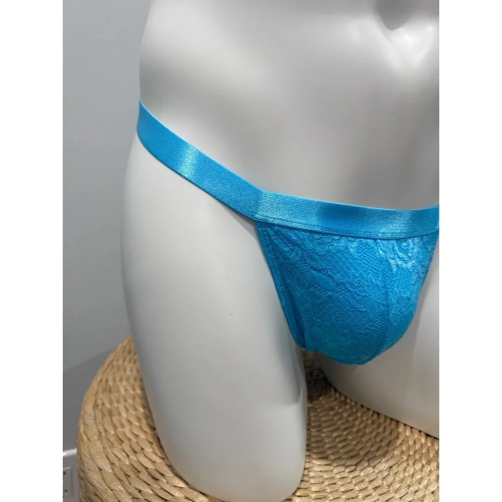 Cosabella Italian Lace Men's Thong Constance Blue Size‎ L